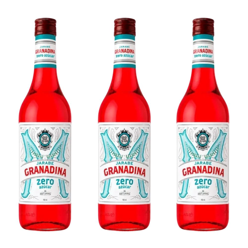 3X JARABE DE GRANADINA SIN AZUCAR MITJANS 900CC - 1
