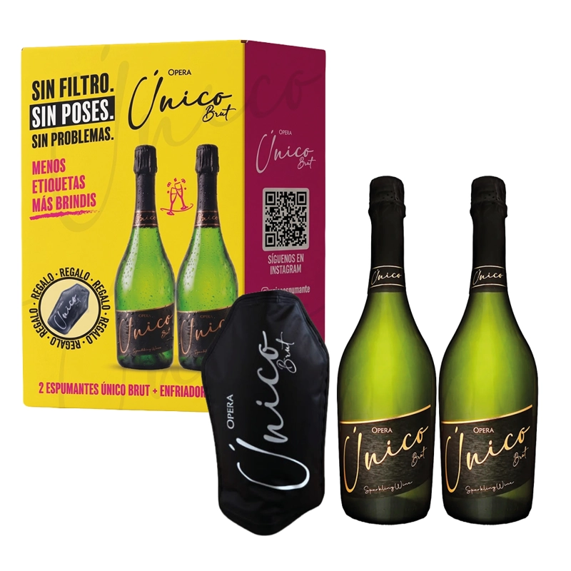 PACK 2 ESPUMANTES OPERA UNICO BRUT 750CC + ENFRIADOR GEL - 1