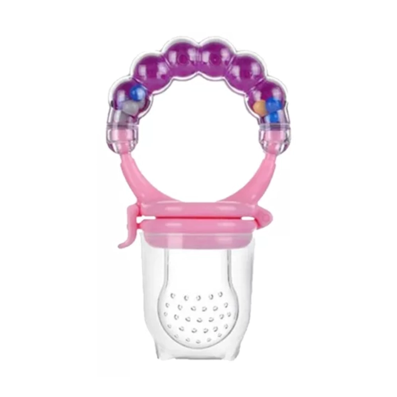 CHUPETE SILICONA FRUTAS BEBÉS CON SONAJERO ROSA - 1
