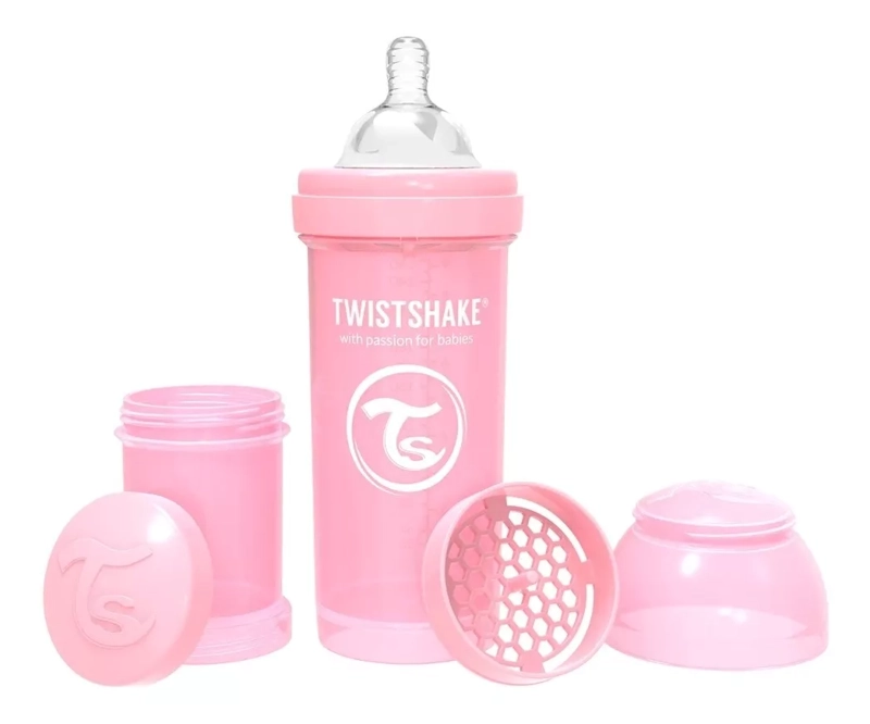 MAMADERA TWISTSHAKE ANTICÓLICO 260ML ROSA - 1