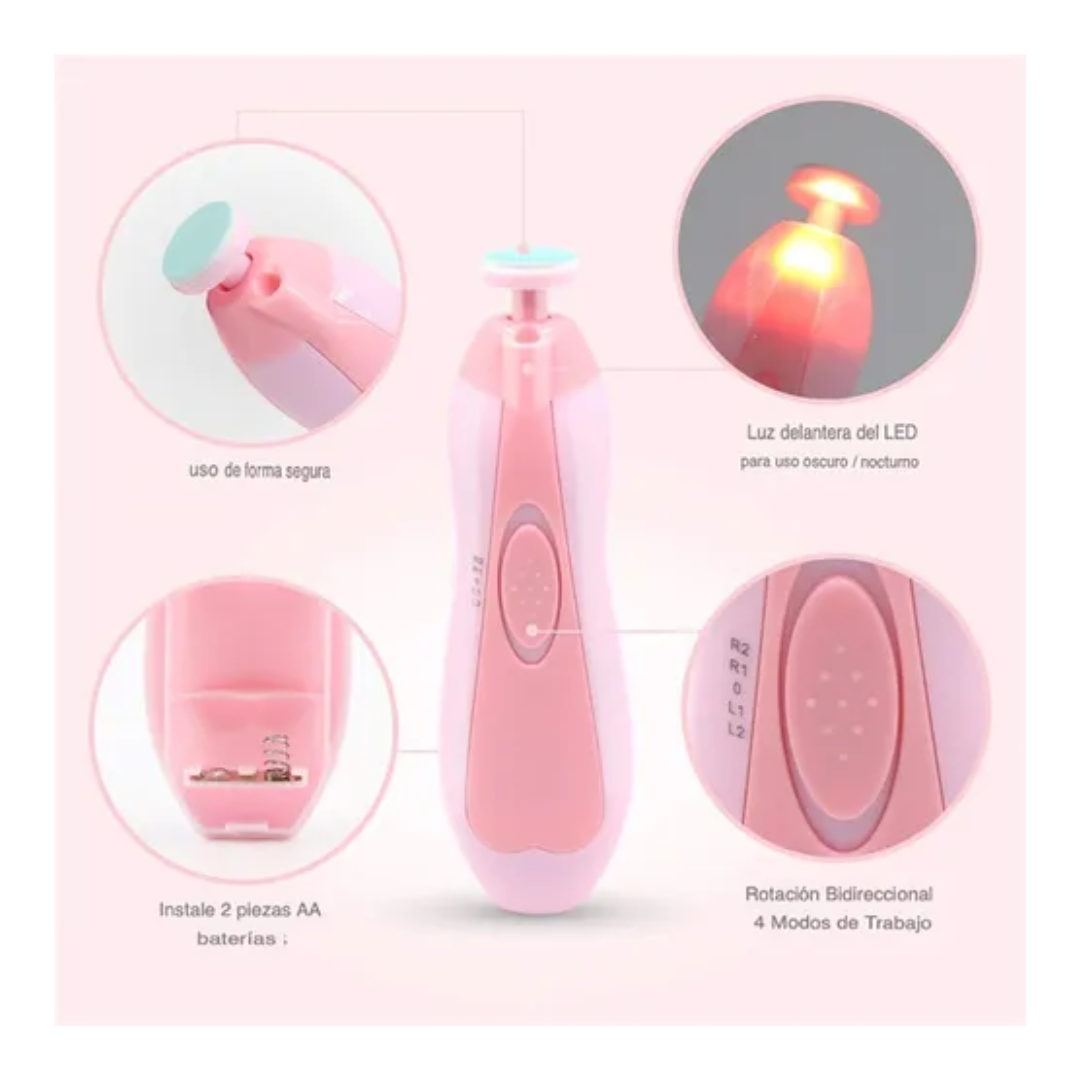 LIMA ELÉCTRICA PARA UÑAS DE BEBÉ ROSADO - 4