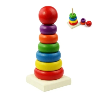 TORRE DE ENCAJE PEQUEÑA PARA BEBÉ MADERA - 1