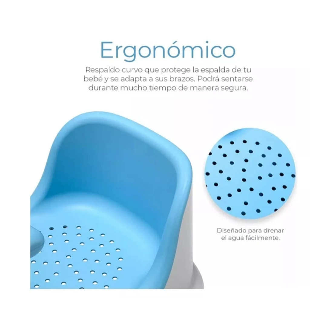 SILLA DE DUCHA PARA BEBES Y NIÑOS ANTIDESLIZANTE BAÑO CELESTE - 2