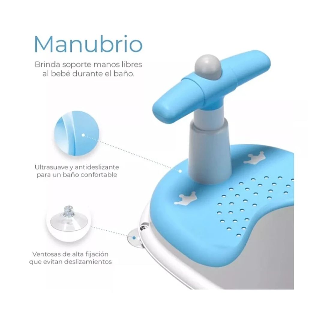 SILLA DE DUCHA PARA BEBES Y NIÑOS ANTIDESLIZANTE BAÑO CELESTE - 3