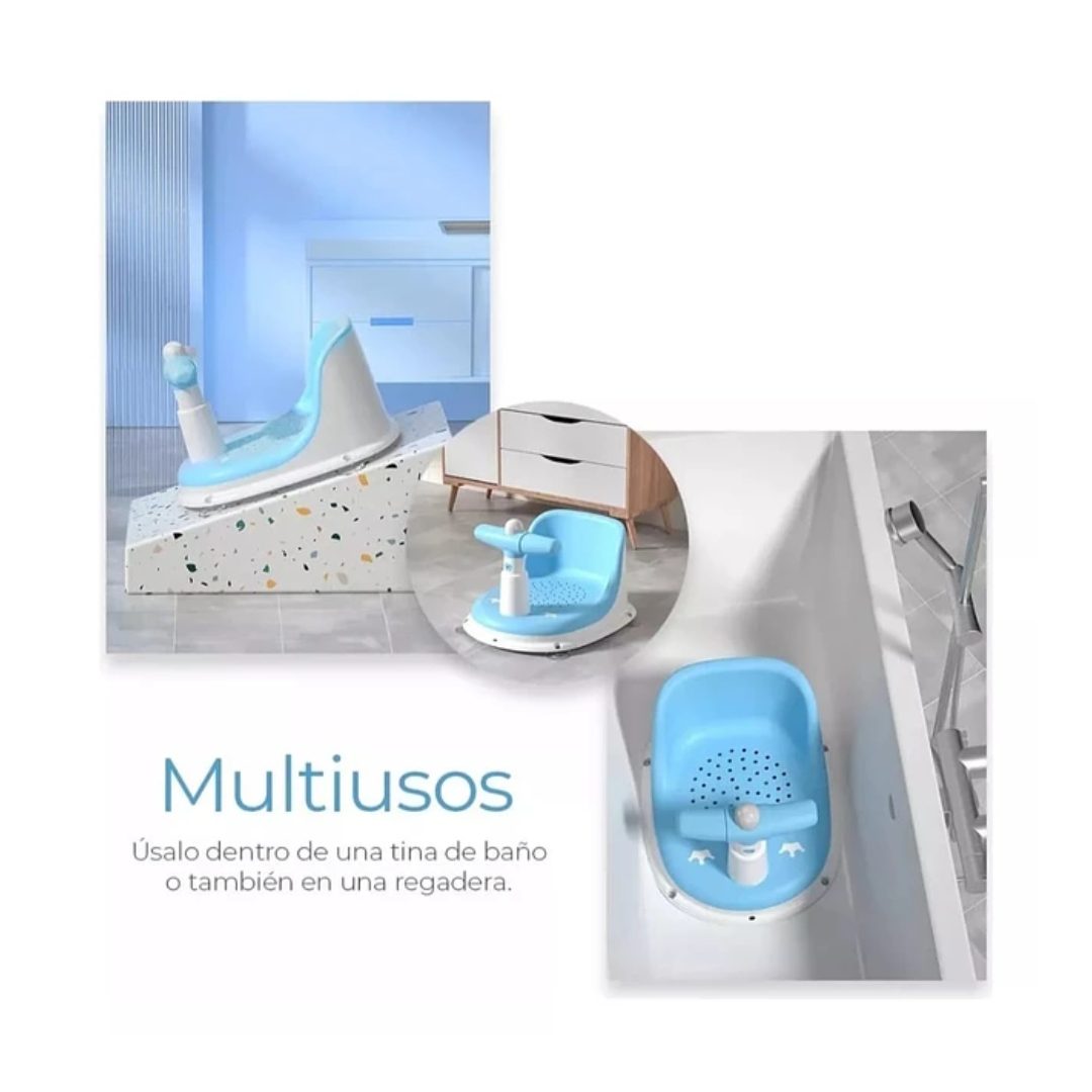 SILLA DE DUCHA PARA BEBES Y NIÑOS ANTIDESLIZANTE BAÑO CELESTE - 4