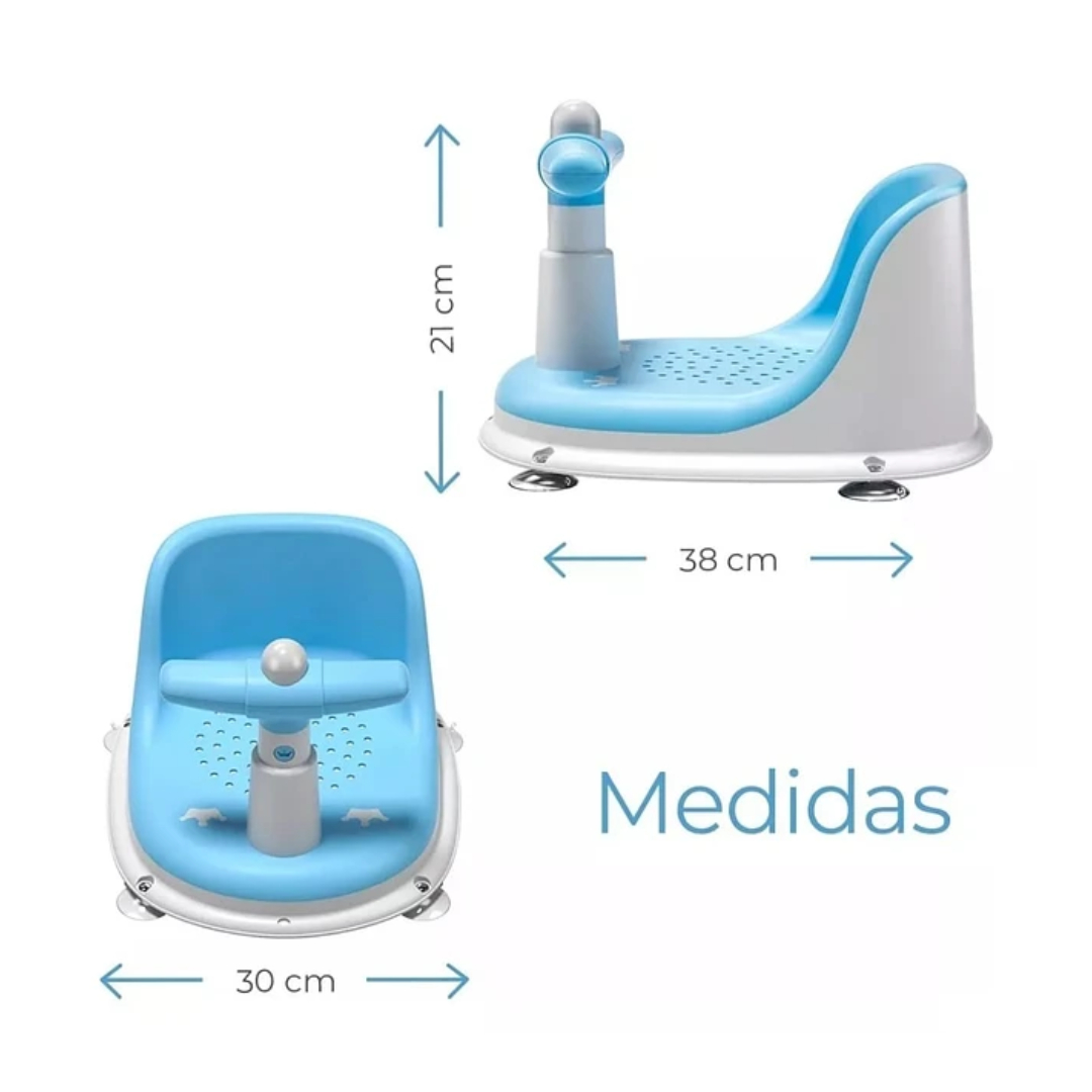 SILLA DE DUCHA PARA BEBES Y NIÑOS ANTIDESLIZANTE BAÑO CELESTE - 5
