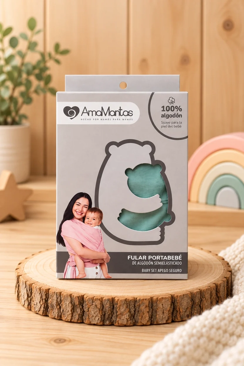 FULAR PORTABEBÉ ALGODÓN SEMIELASTICADO VERDE NILO - 2