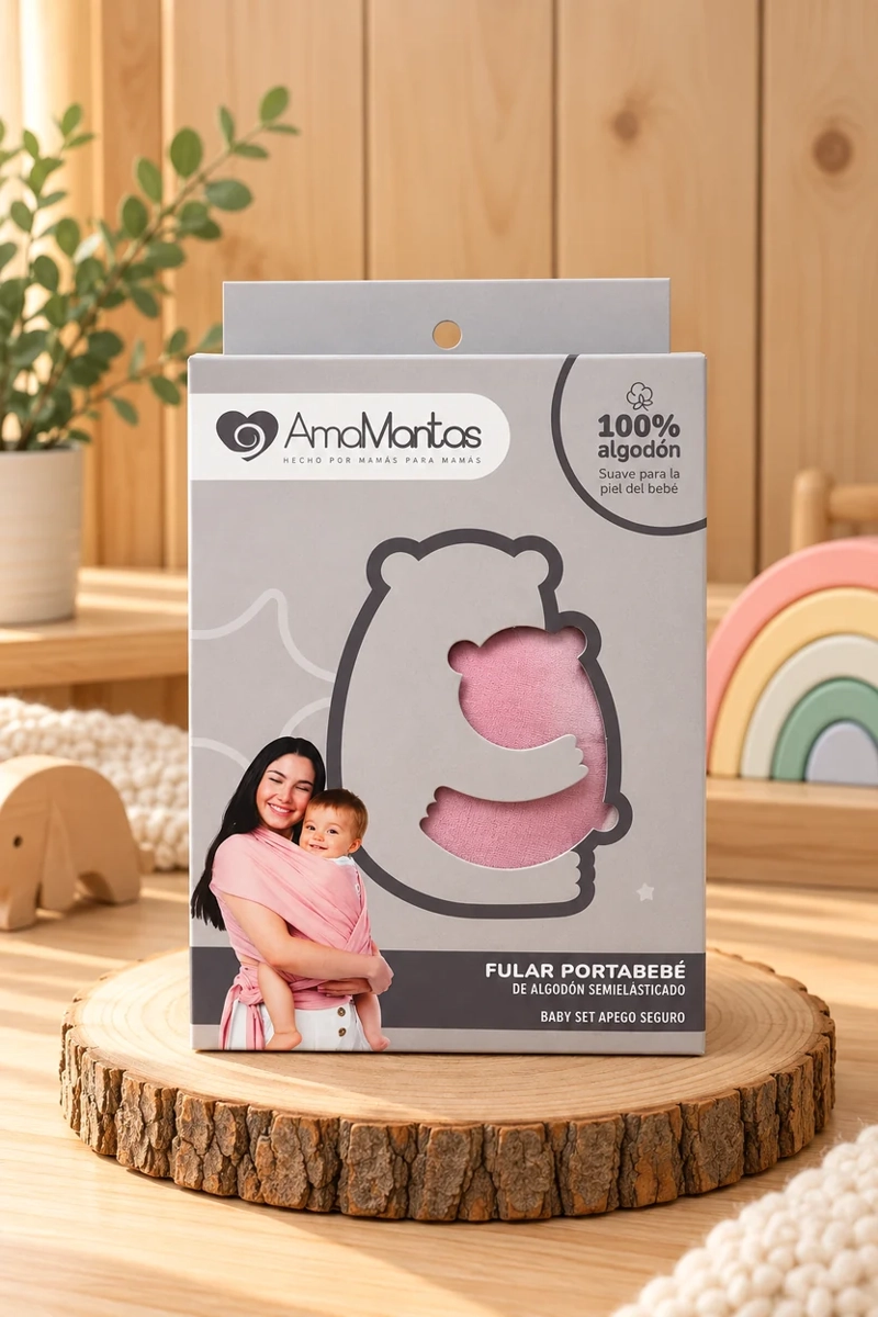 FULAR PORTABEBÉ ALGODÓN SEMIELASTICADO ROSADO - 2