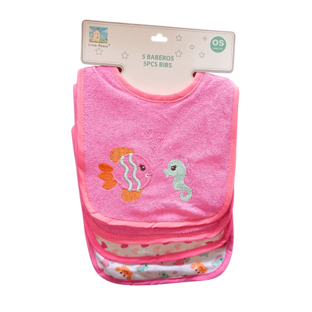 PACK X5 BABERO BEBE BEBÉS CABALLITO FUCSIA - 1