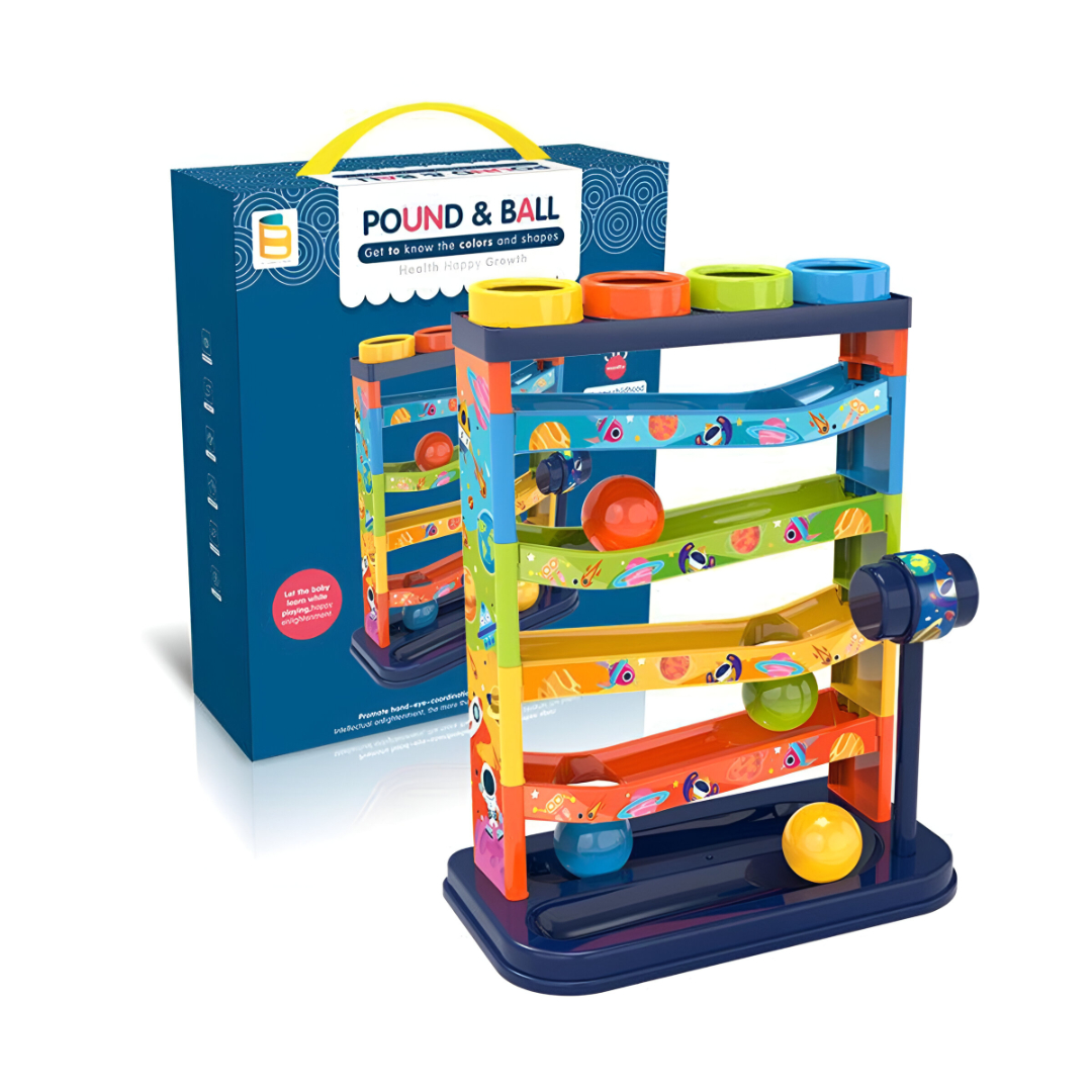 RAMPA CON PELOTAS Y MARTILLO BEBE AZUL JUGUETE PARA BEBÉ Y NÑOS - 1