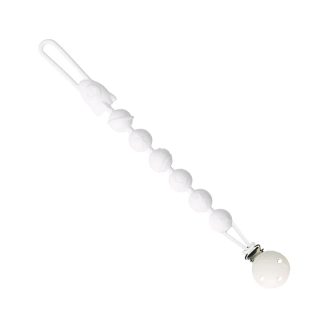 PORTA CHUPETE DE SILICONA SIMPLE BLANCO - 1