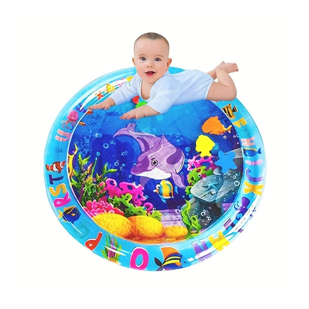 InnovaGoods Alfombra De Agua Inflable Sensorial Para Bebés - Tapete De Juego Con Figuras Marinas - Estimulación Temprana De 6 Meses A 5 Años - Sin BPA