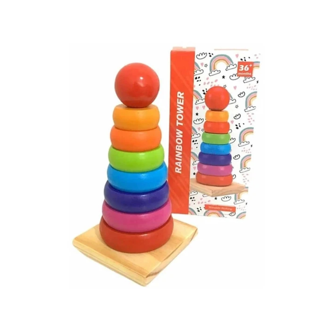 TORRE BEBE MADERA ENCAJE GRANDE 20 CM ROJO - 1