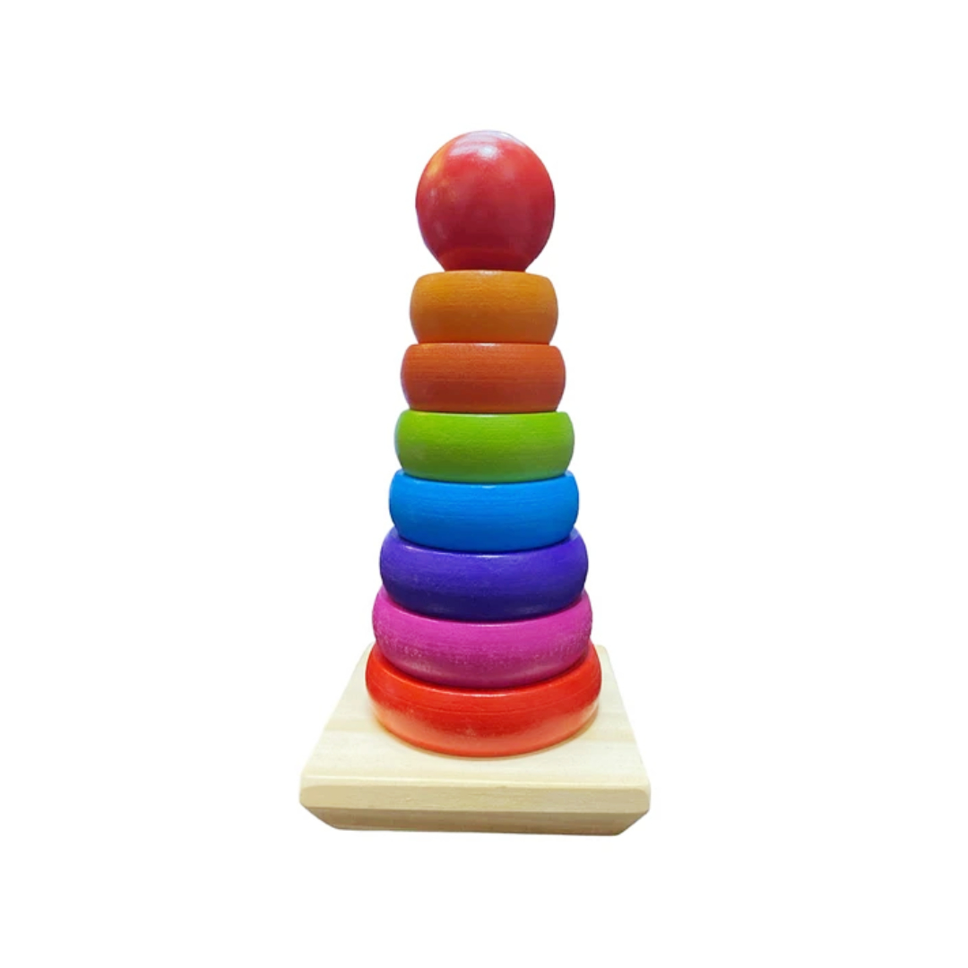 TORRE BEBE MADERA ENCAJE GRANDE 20 CM ROJO - 2