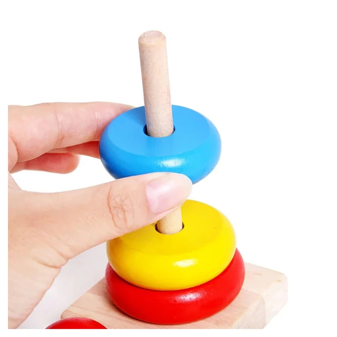 TORRE BEBE MADERA ENCAJE GRANDE 20 CM ROJO - 3