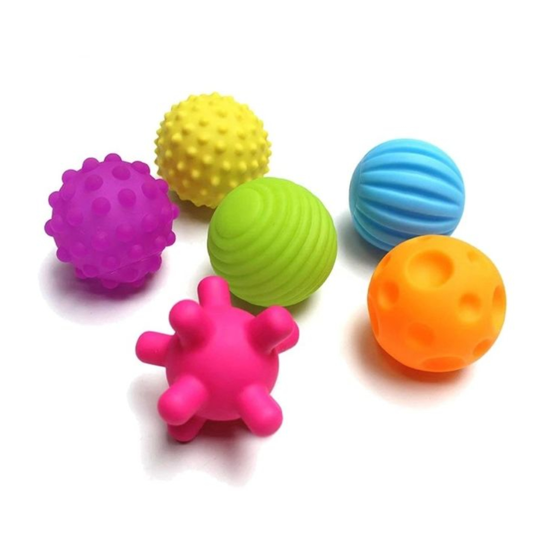 SET BEBE 6 PELOTAS TEXTURIZADAS PASTEL AMARILLO - 2