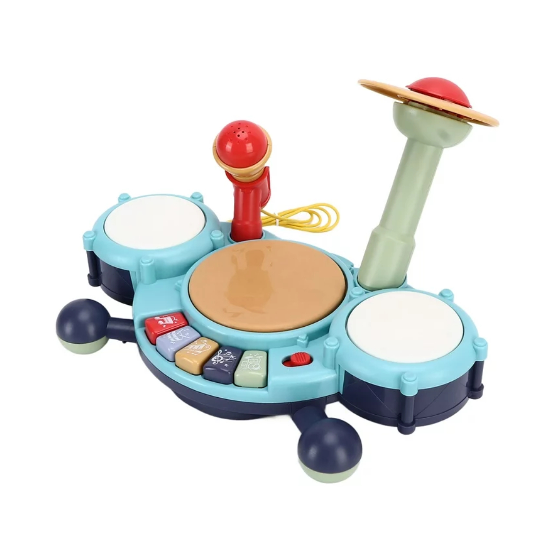 BATERÍA Y PIANO MUSICAL CON MICROFONO TURQUESA - 2