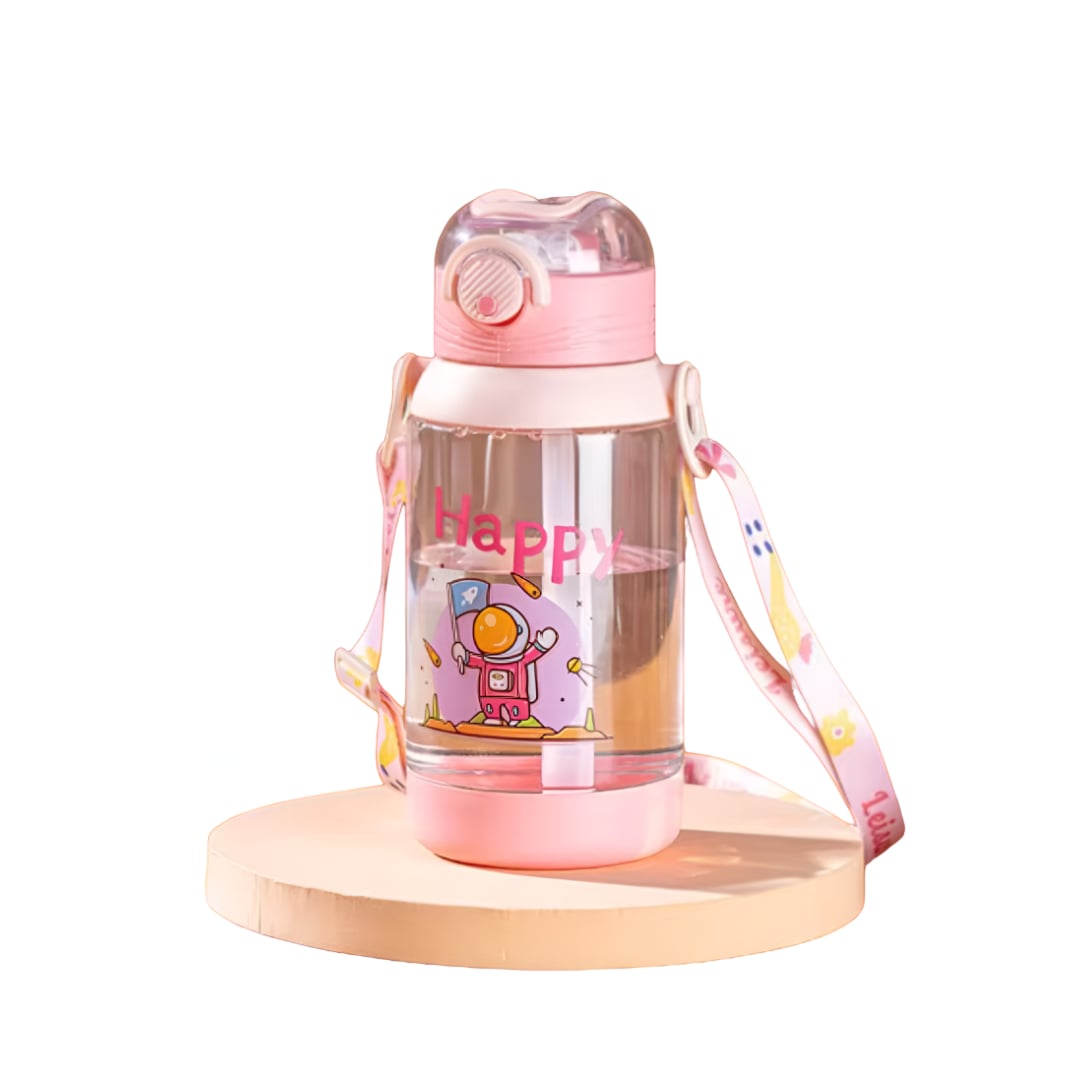 BOTELLA CON BOMBILLA Y CORREA ASTRONAUTA ROSADO - 1
