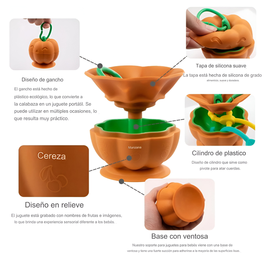 SUJETADOR BEBE JUGUETE SILICONA CALABABY NARANJO - 2