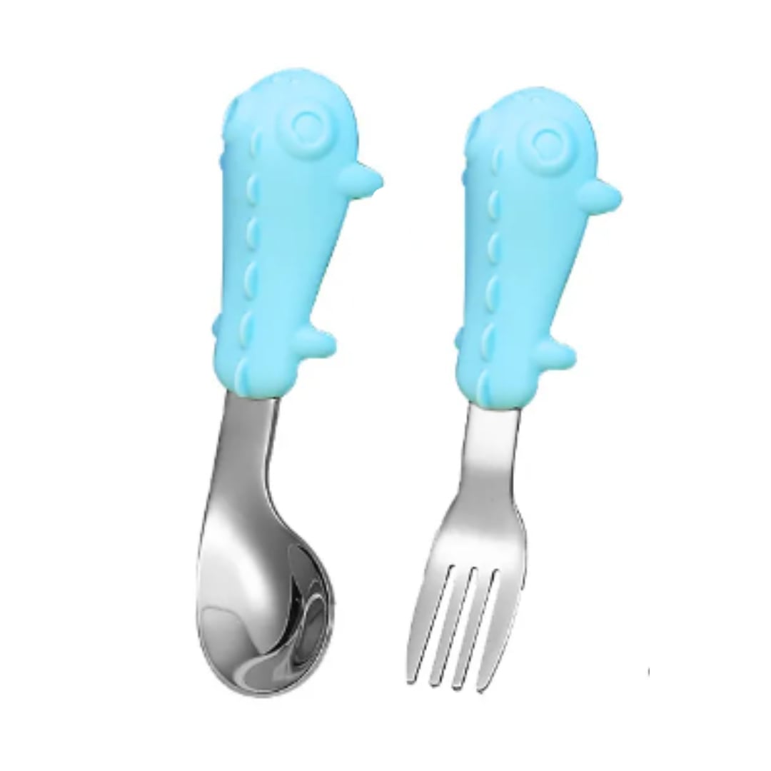 SET BEBE CUBIERTO ACERO BEBÉ CELESTE - 1