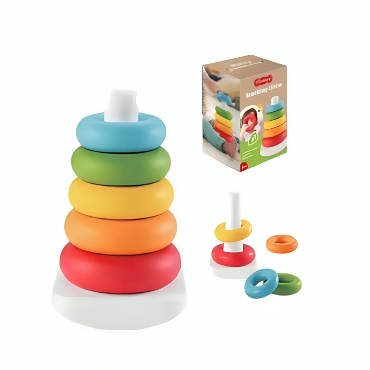 JUGUETE BEBE ROJO TORRES APILABLE DE ARGOLLAS PARA BEBÉS Y NIÑOS - 1