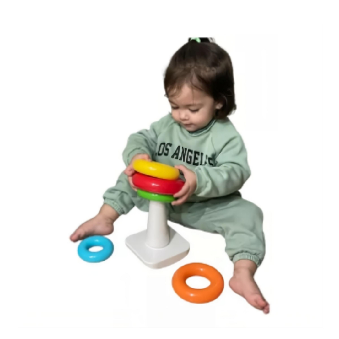 JUGUETE BEBE ROJO TORRES APILABLE DE ARGOLLAS PARA BEBÉS Y NIÑOS - 3
