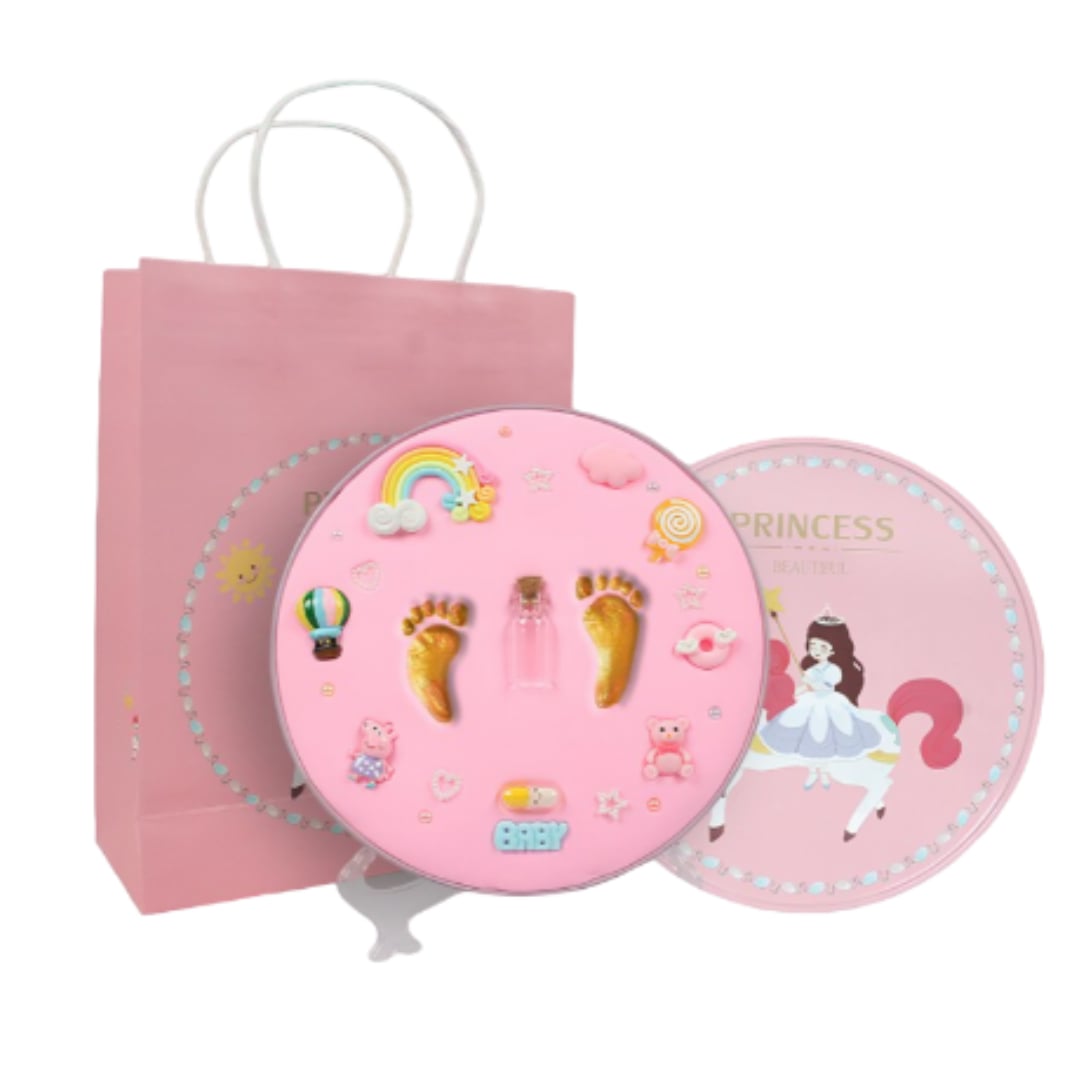 KIT PARA ESTAMPAR HUELLA DE BEBÉ + ACCESORIOS ROSADO - 1