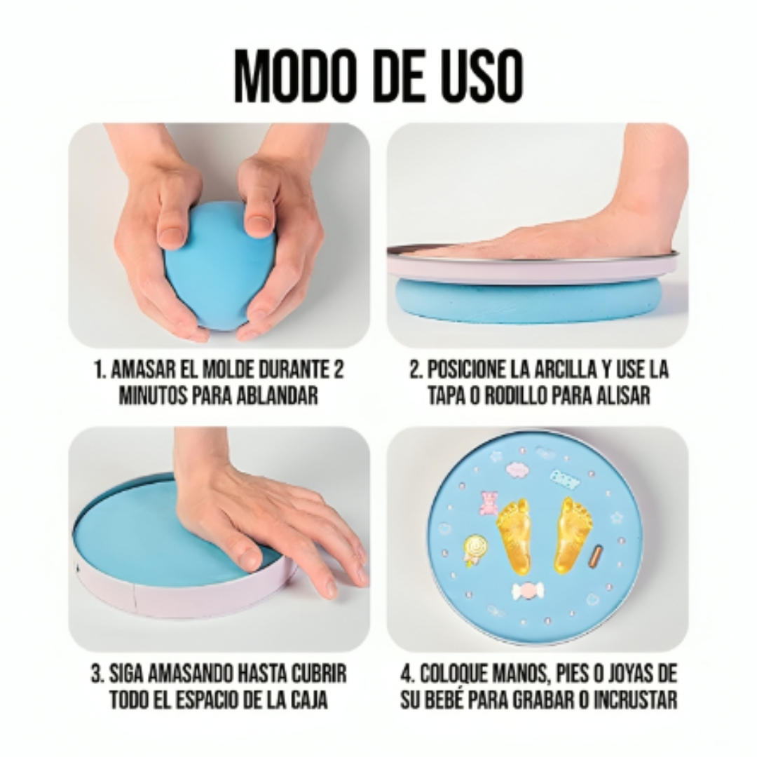 KIT PARA ESTAMPAR HUELLA DE BEBÉ + ACCESORIOS ROSADO - 3
