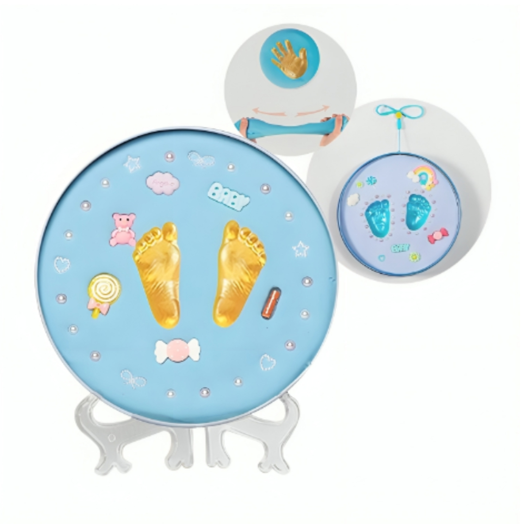 KIT PARA ESTAMPAR HUELLA DE BEBÉ + ACCESORIOS CELESTE - 2