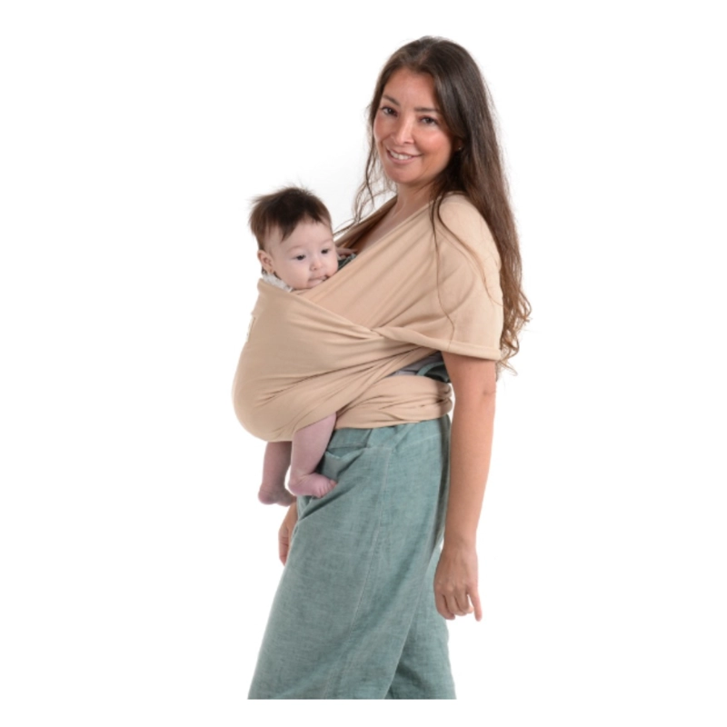 FULAR PORTABEBÉ ALGODÓN SEMIELASTICADO BEIGE - 1