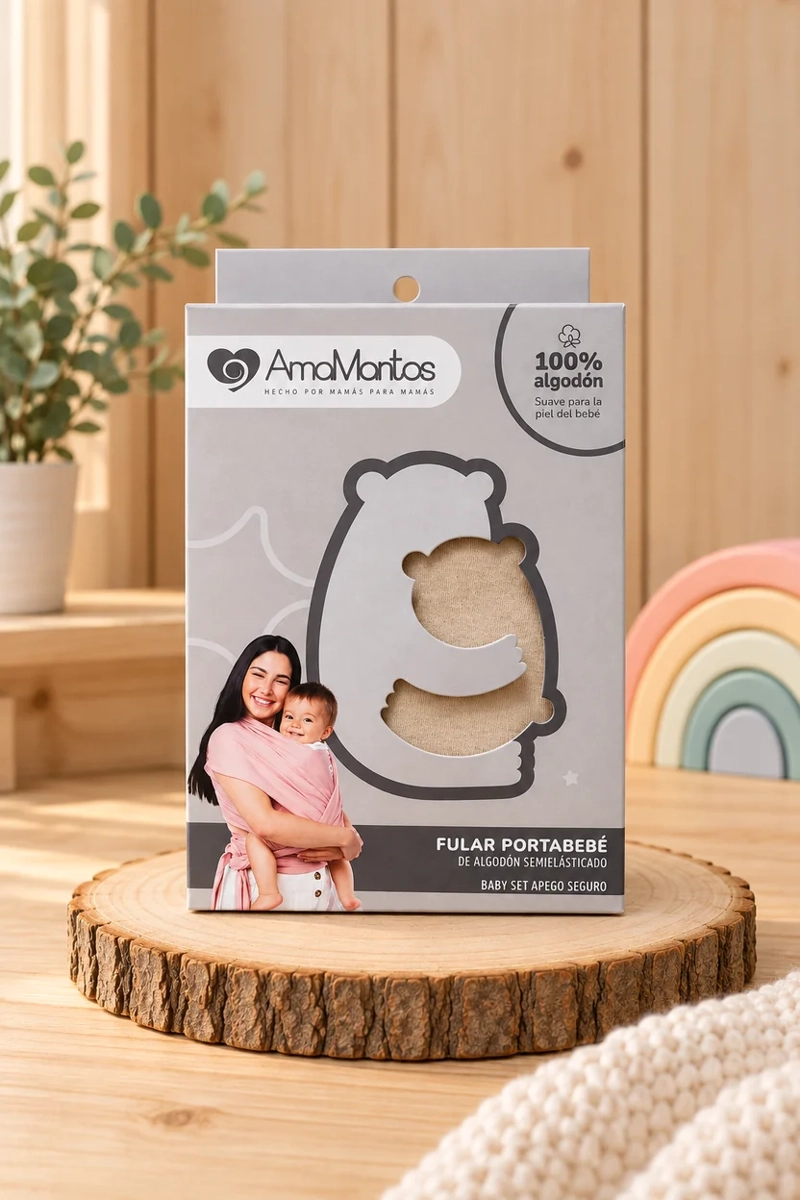 FULAR PORTABEBÉ ALGODÓN SEMIELASTICADO BEIGE - 2