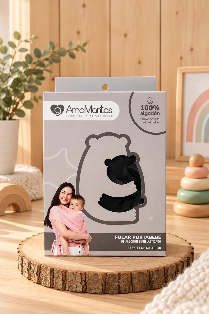 FULAR PORTABEBÉ ALGODÓN SEMIELASTICADO NEGRO - 2