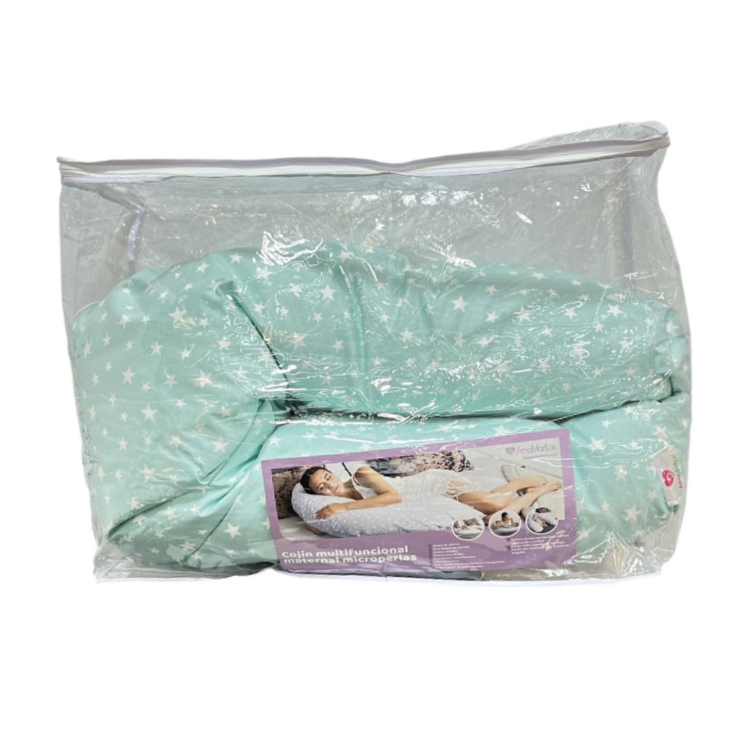 COJÍN MATERNAL MULTIFUNCIONAL VERDE MENTA MICROPERLAS - 1