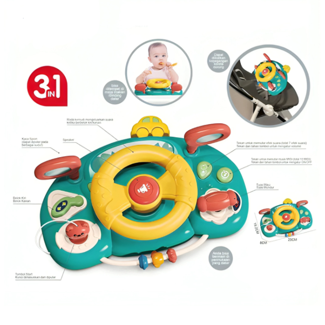 VOLANTE INFANTIL MUSICAL TURQUESA - 2