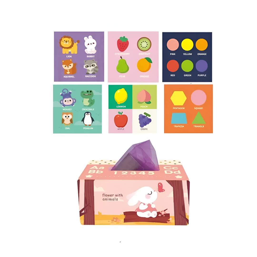 CAJA DE PAÑUELOS SENSORIALES PARA BEBÉS Y NIÑOS - 1