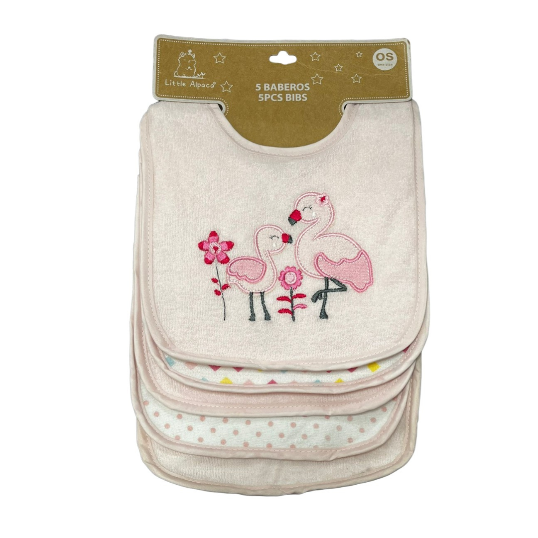 PACK X5 BABERO BEBE BEBÉS FLAMENCO ROSA - 1