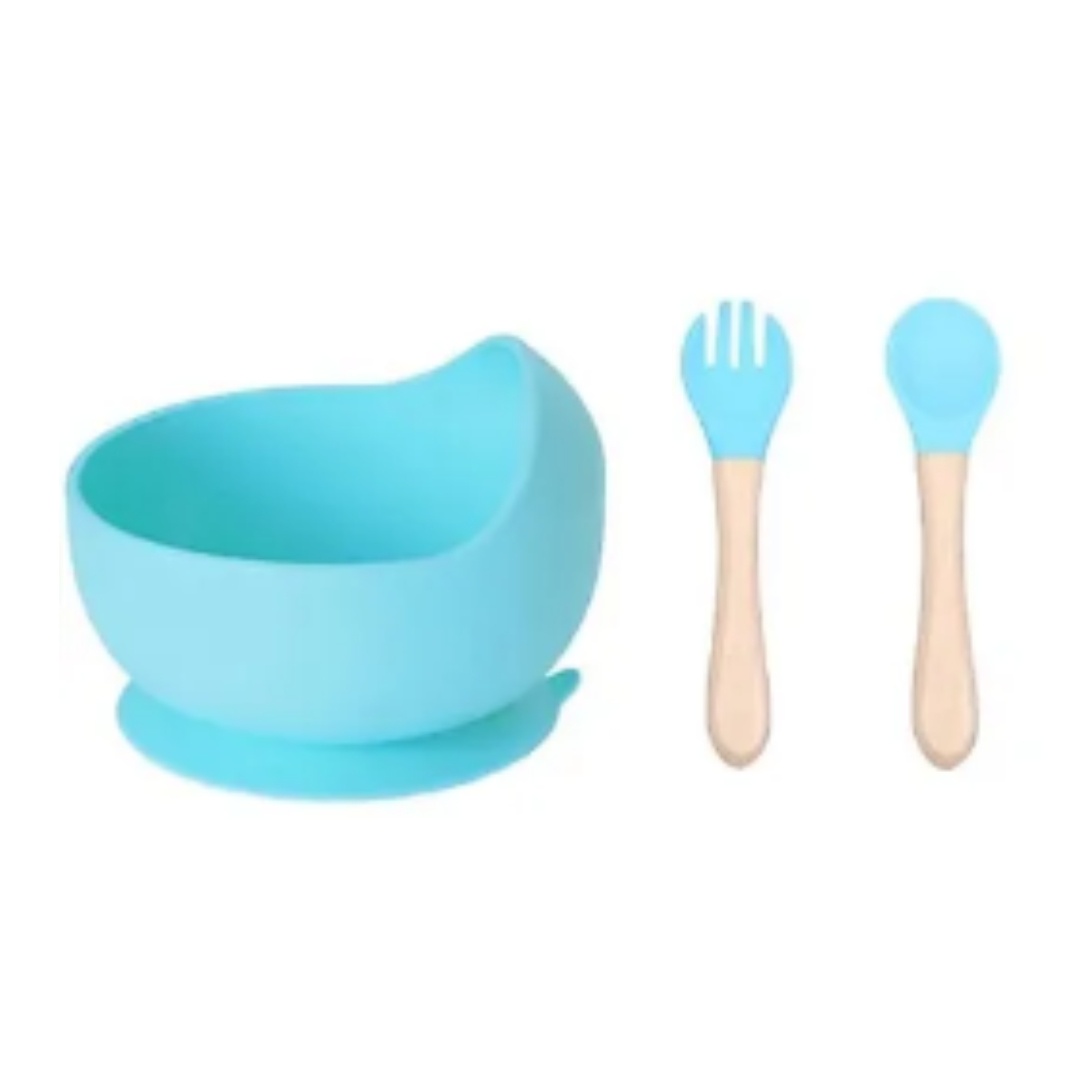 PLATO BEBE SILICONA CON VENTOSA CELESTE - 1