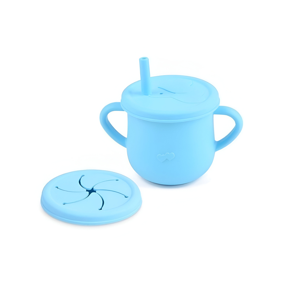 VASO SNACK DOBLE TAPA CELESTE SILICONA - 2