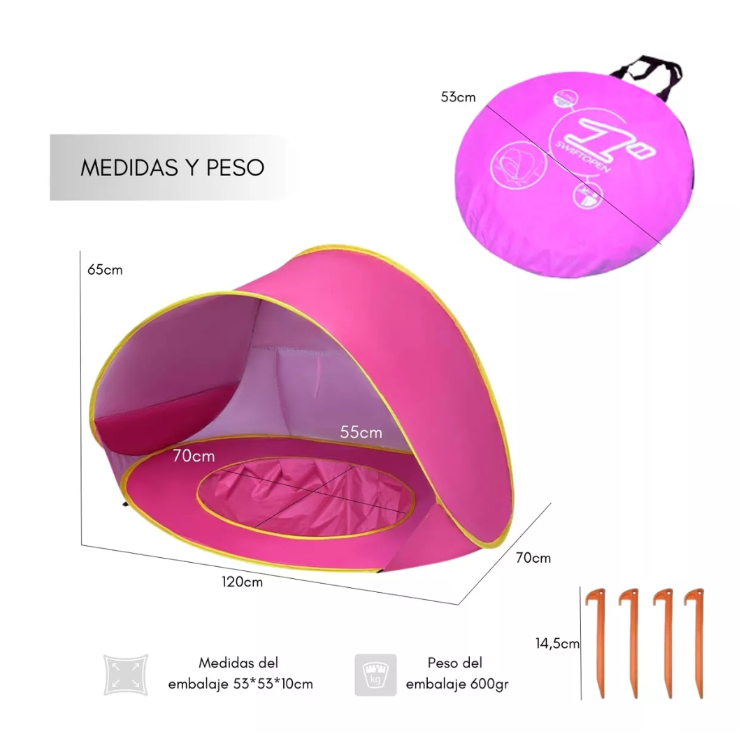 CARPA CON PISCINA ROSADO CLARO PARA BEBÉS Y NIÑOS - 2