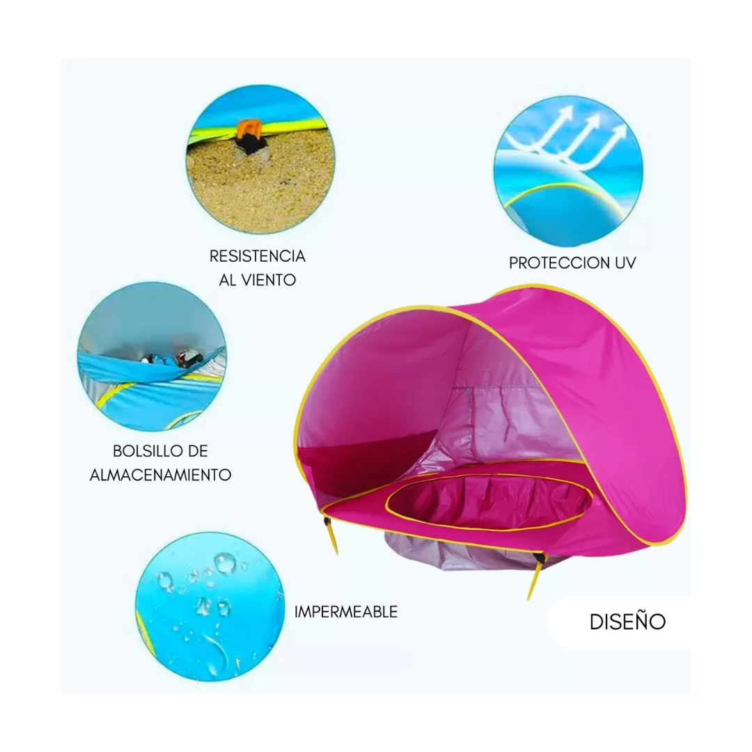 CARPA CON PISCINA ROSADO CLARO PARA BEBÉS Y NIÑOS - 3