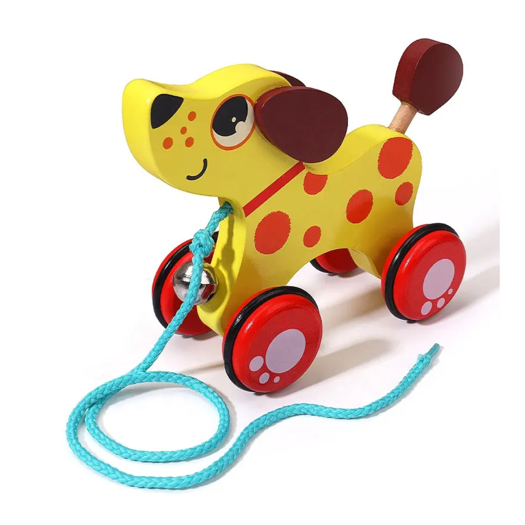 JUEGO PERRITO ARRASTRE CASCABEL MADERA - 1