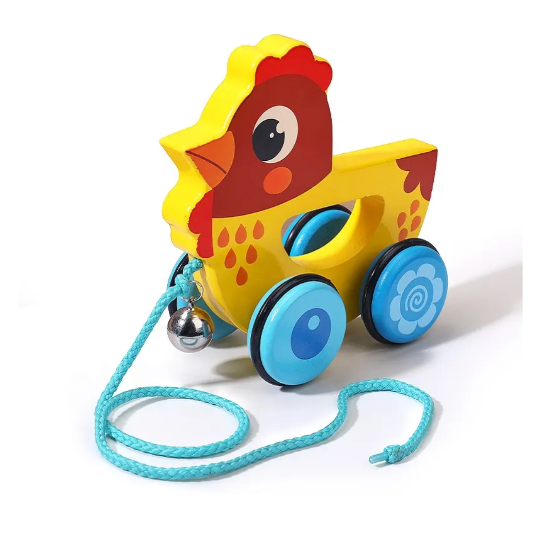 JUEGO ARRASTRE GALLINA CASCABEL MADERA - 1