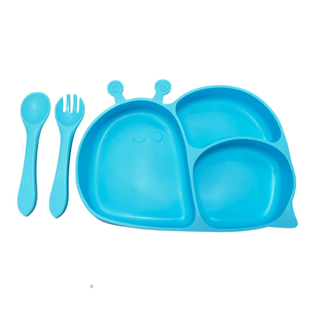SET ENTRENAMIENTO BEBE PLATO + SERVICIO CELESTE SILICONA CARACOL - 2
