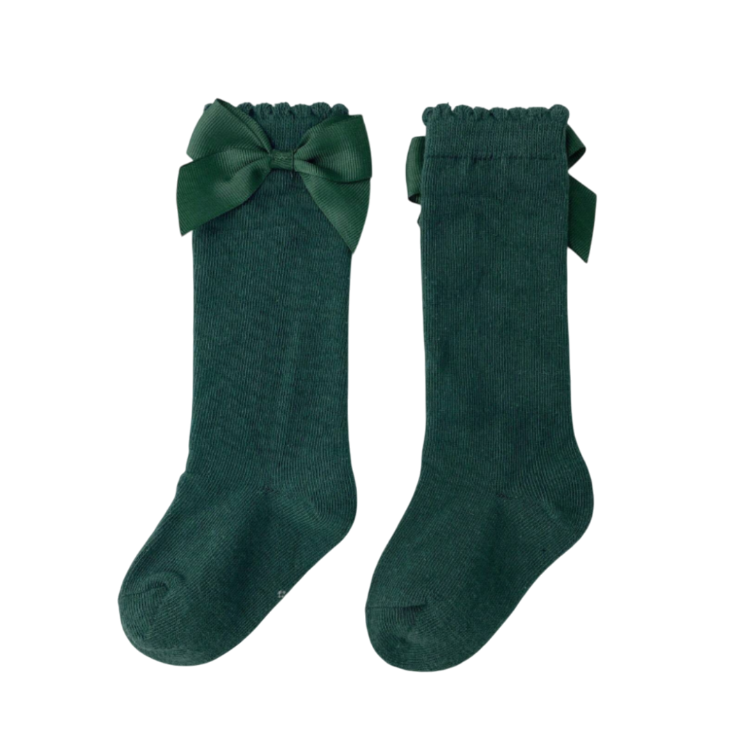 CALCETAS ALGODÓN NIÑA VERDE ITALIANO LAZO - 2