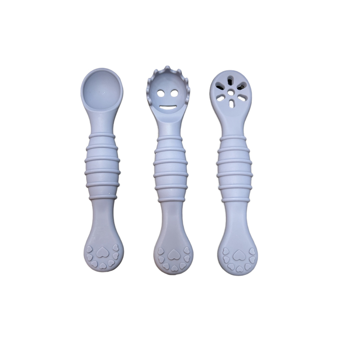 3 CUCHARAS DE APRENDIZAJE SILICONA GRIS - 1