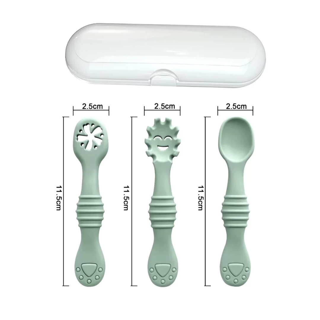 3 CUCHARAS DE APRENDIZAJE SILICONA GRIS - 2