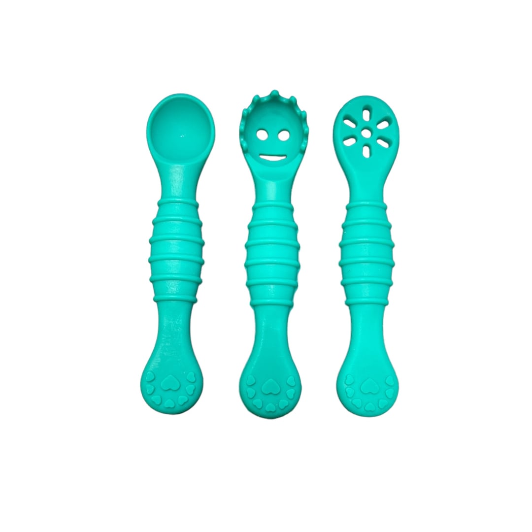 3 CUCHARAS DE APRENDIZAJE SILICONA TURQUESA - 1