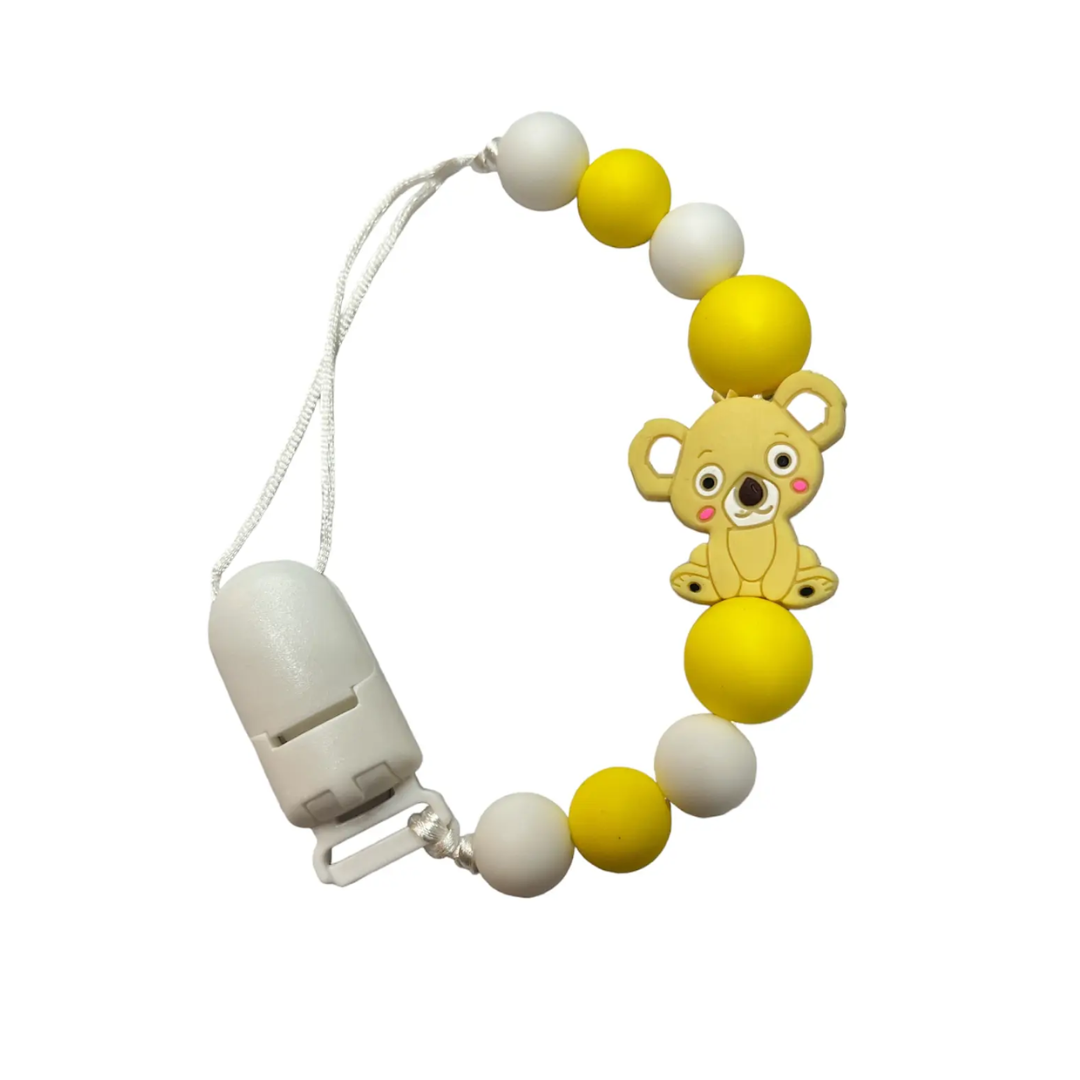 PORTA CHUPETE DE SILICONA KOALA AMARILLO - 2