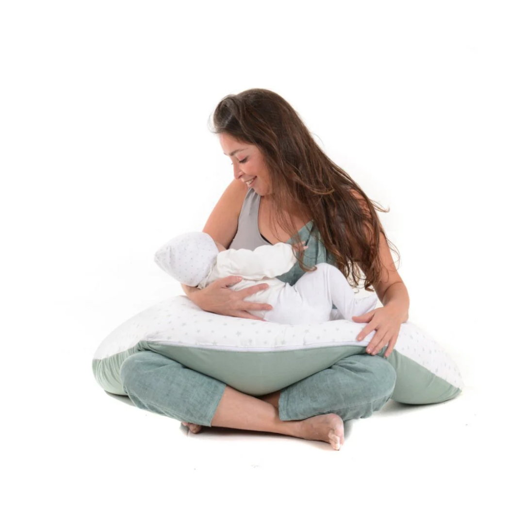 COJÍN MATERNAL MULTIFUNCIONAL BLANCO VERDE MICROPERLAS - 3