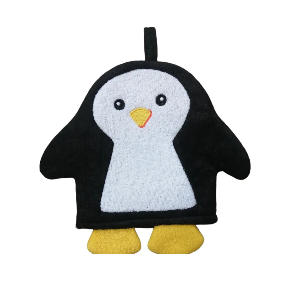 GUANTE DE BAÑO DISEÑO PINGÜINO - 1